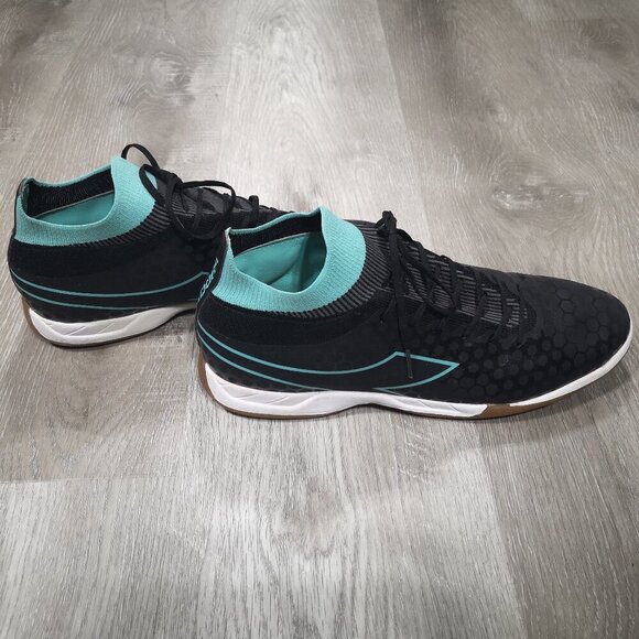 Diadora Ladies Size 10 Black & Teal Elastic & Tie  Indoor Soccer Shoes - Picture 1 of 8